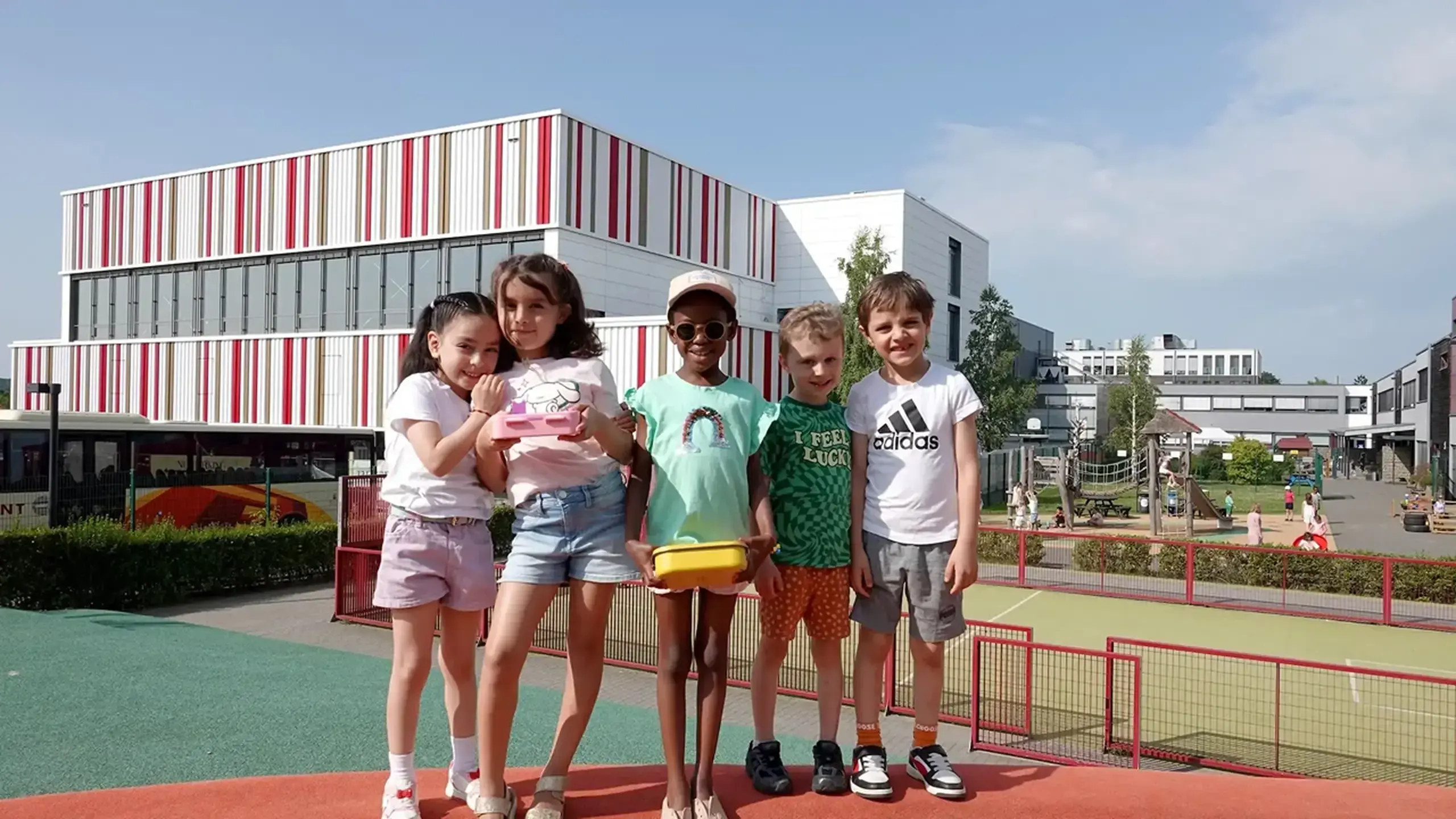 Group of children outside school