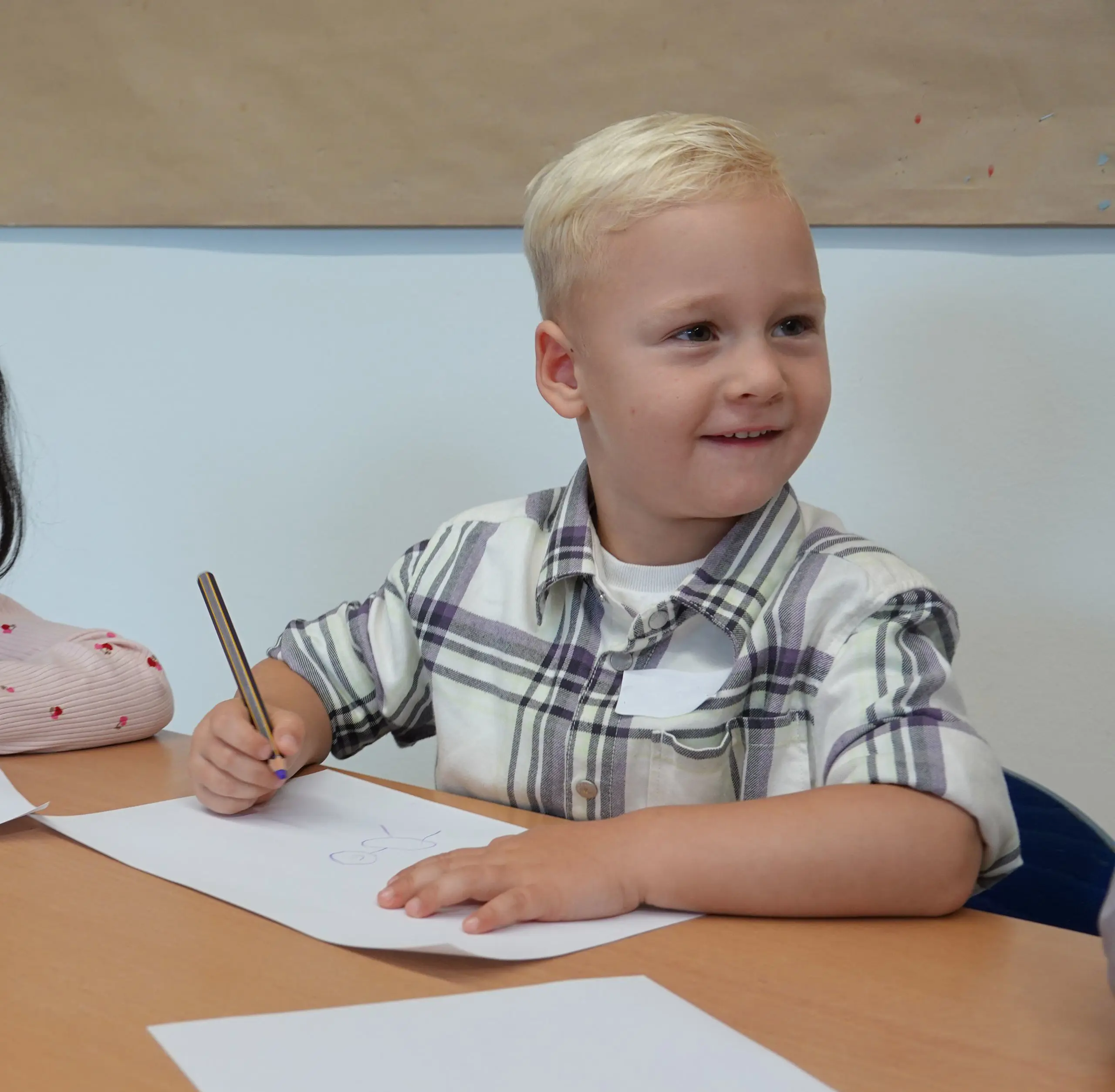 Young boy at desk