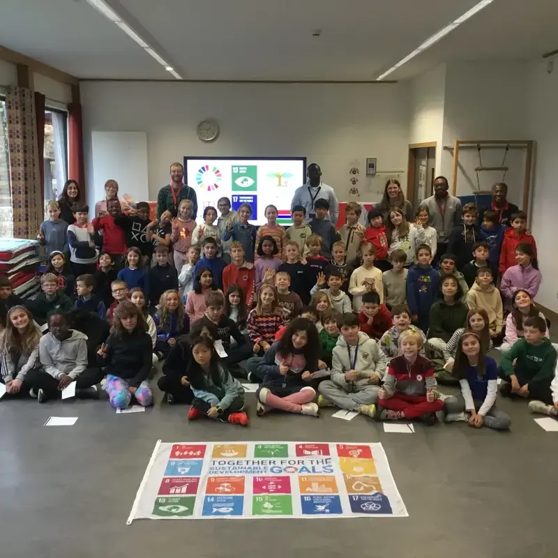Students discuss climate work with Green-Up Gambia