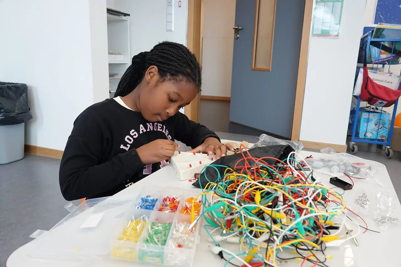 Female student completing activity