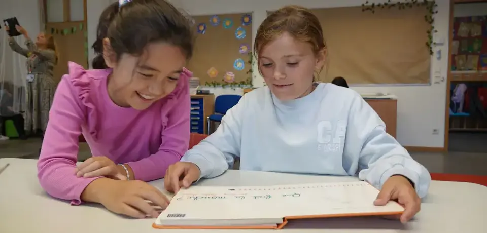 Student reading and writing